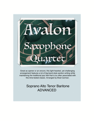 AVALON for SATB Saxophone Quartet