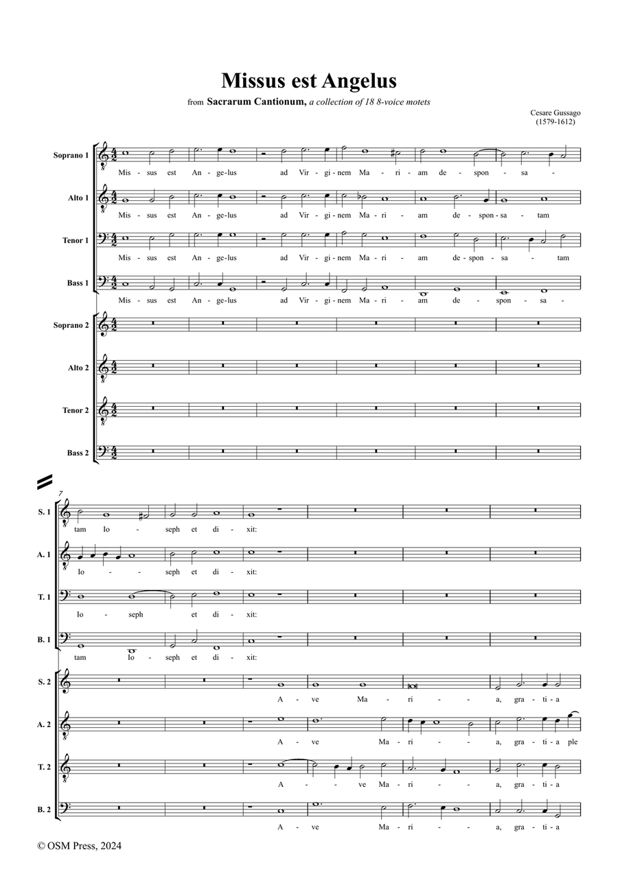 Gussago-Missus est Angelus,for A cappella 4-Part scores gallery preview page 2