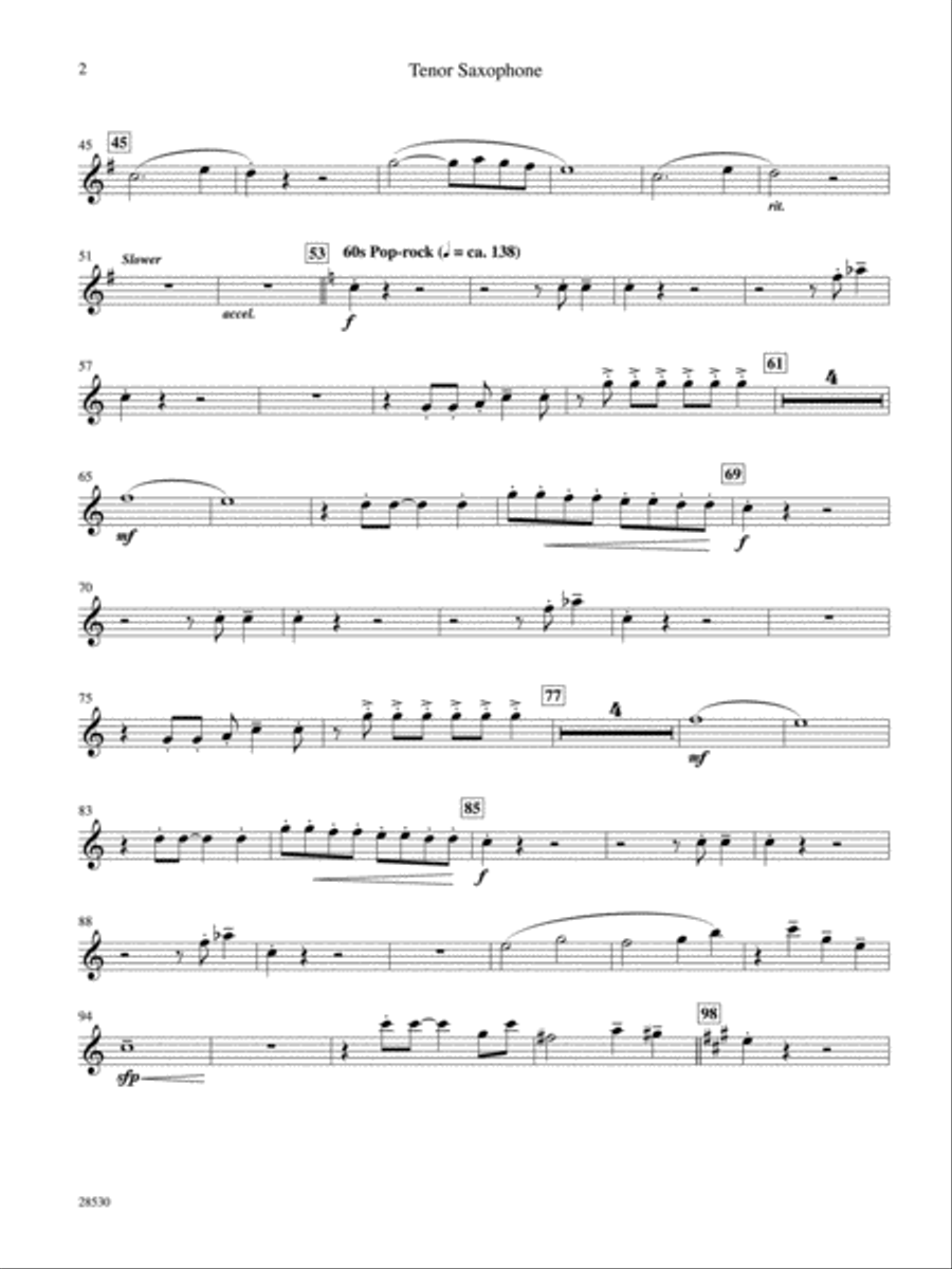 '60s Chicks (A Medley): B-flat Tenor Saxophone Tenor Saxophone scores gallery preview page 2