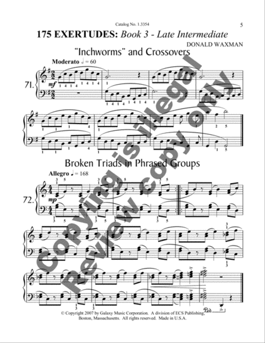 175 Exertudes, Book 3: Late Intermediate Piano Method scores gallery preview page 8