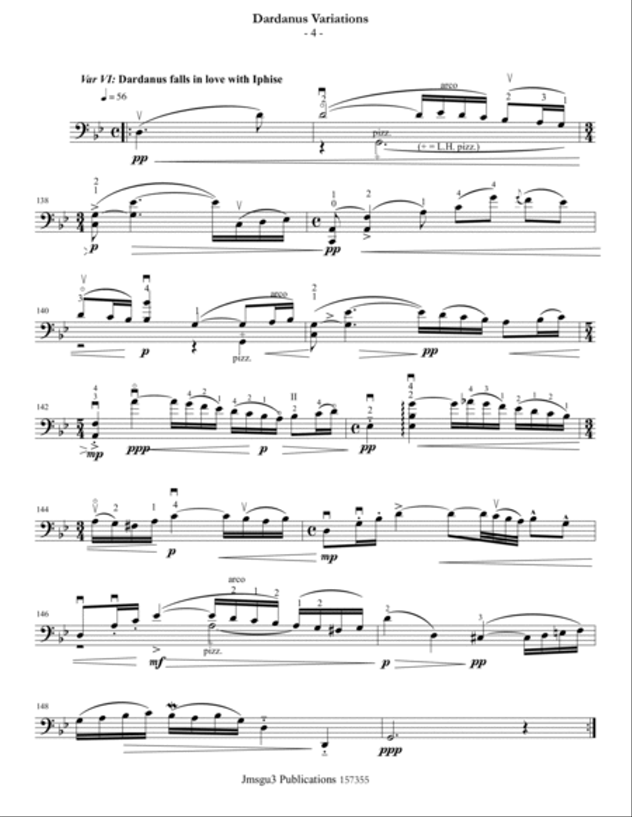 Guthrie: Dardanus Variations for Solo Cello Cello Solo scores gallery preview page 4
