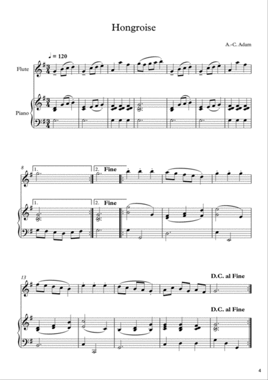 10 Easy Classical Pieces For Flute & Piano Vol. 5 Flute Solo scores gallery preview page 5