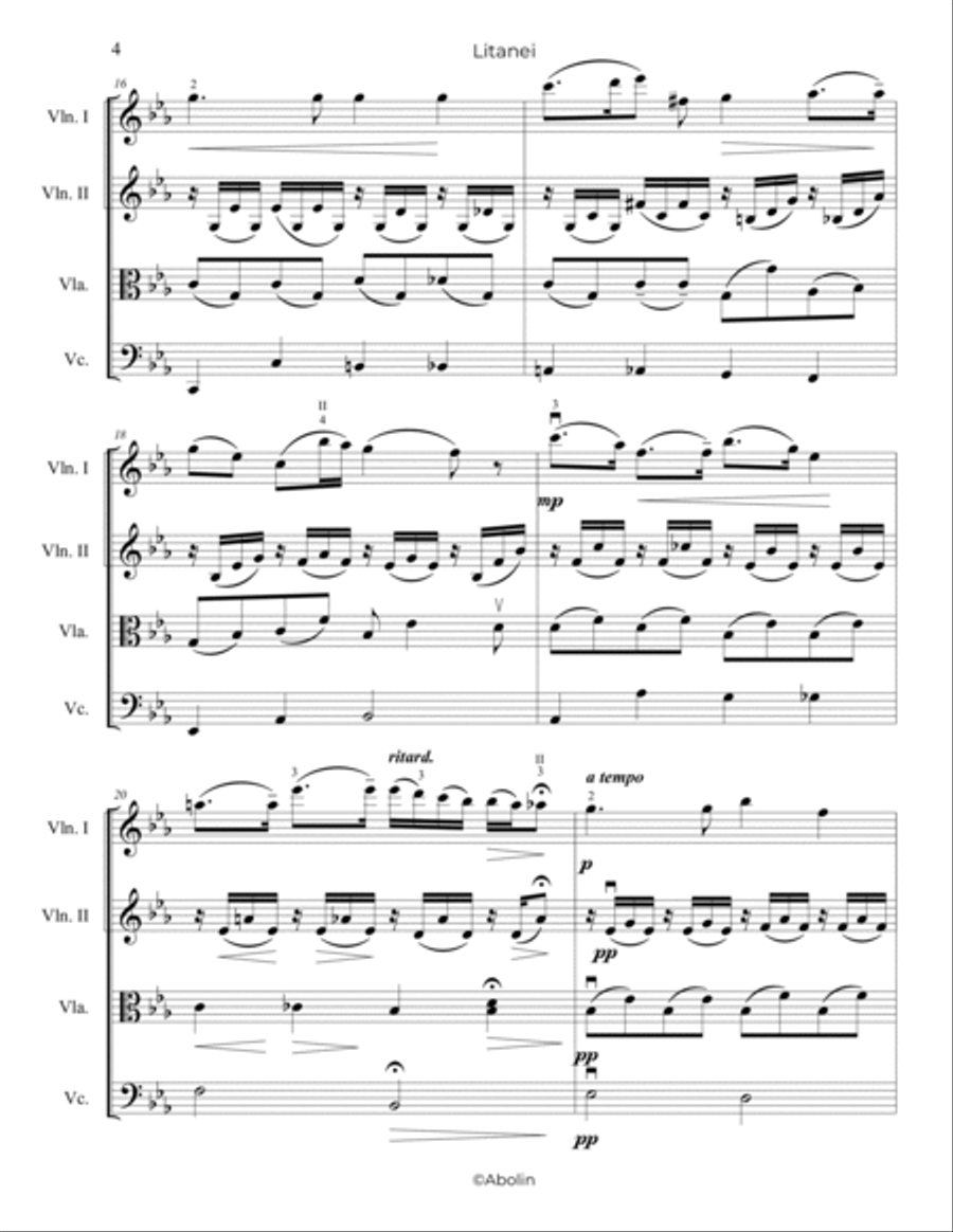 Schubert: Litanei, D343 - String Quartet String Quartet scores gallery preview page 5
