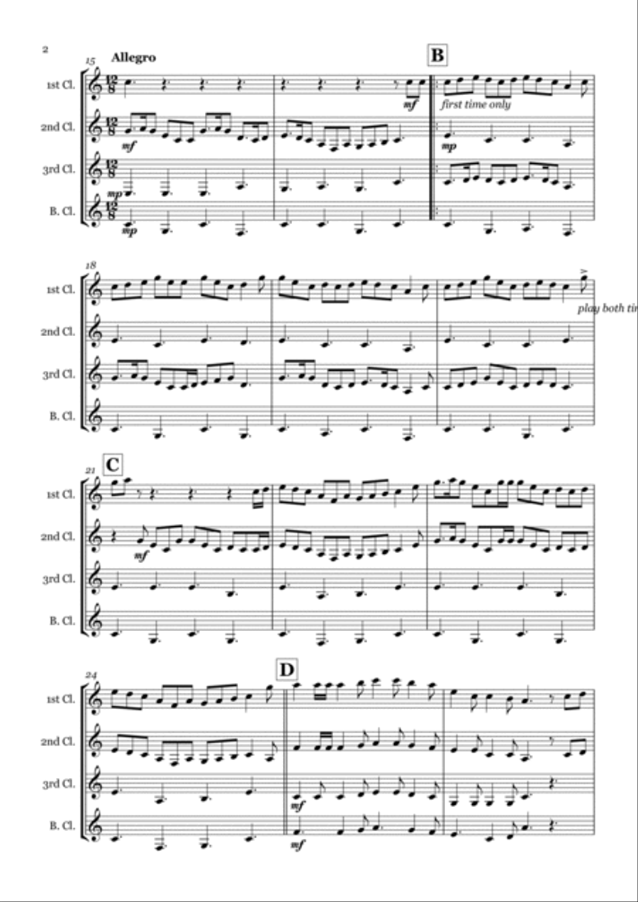 Fairytale Of New York Clarinet Quartet scores gallery preview page 2