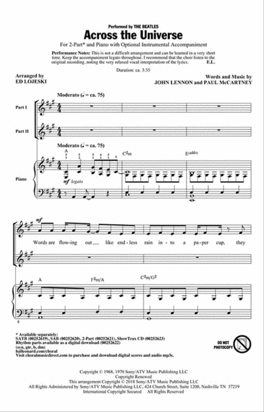 Across the Universe 2-Part scores gallery preview page 2