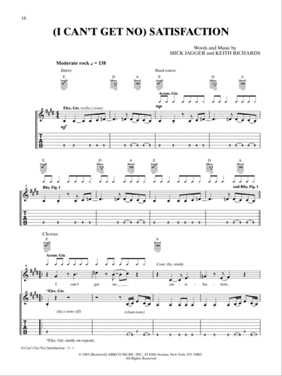 (I Can't Get No) Satisfaction Guitar Tablature scores gallery preview page 1
