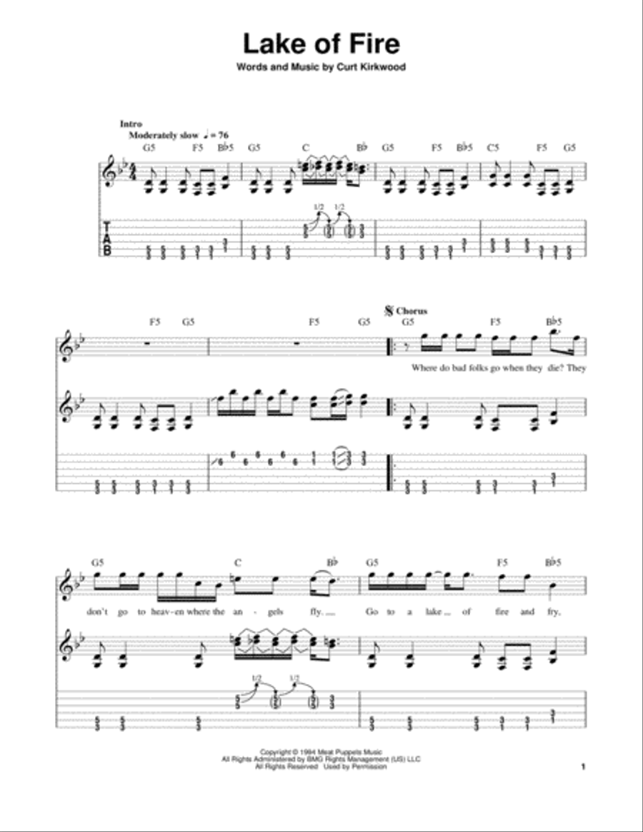 Lake Of Fire Acoustic Guitar scores gallery preview page 1