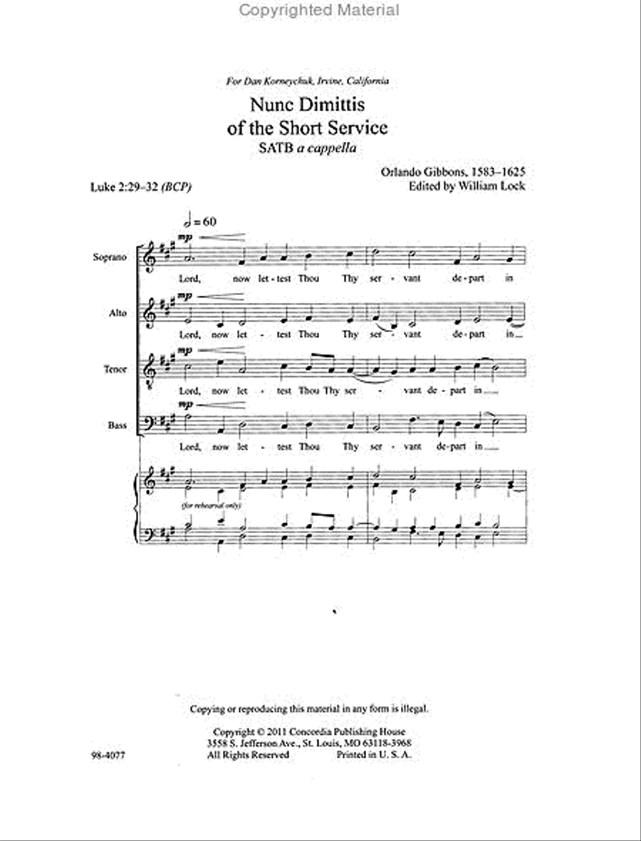 Nunc Dimittis of the Short Service 4-Part scores gallery preview page 2