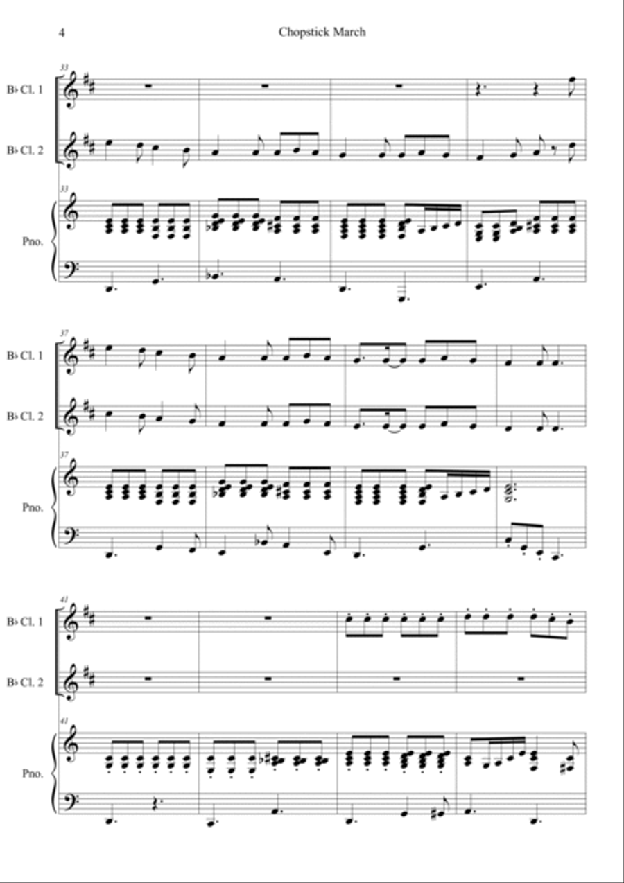 Chopstick March Clarinet Duet scores gallery preview page 4
