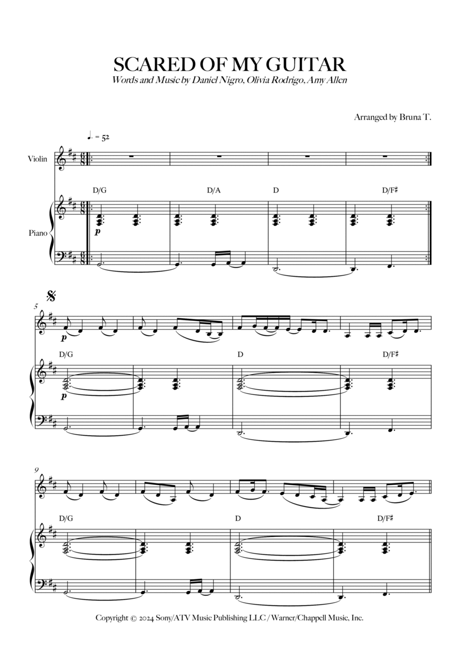 Scared Of My Guitar Violin Solo scores gallery preview page 1