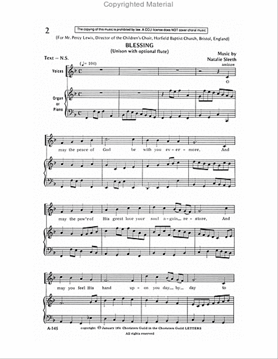 Blessing Blessing Unison Choir scores gallery preview page 2