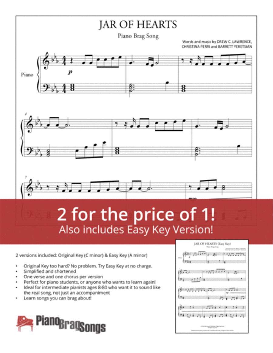 Jar Of Hearts Easy Piano scores gallery preview page 1