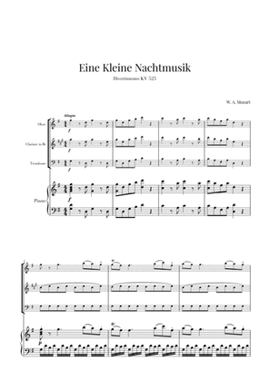 Book cover for Eine Kleine Nachtmusik for Oboe, Clarinet, Trombone and Piano