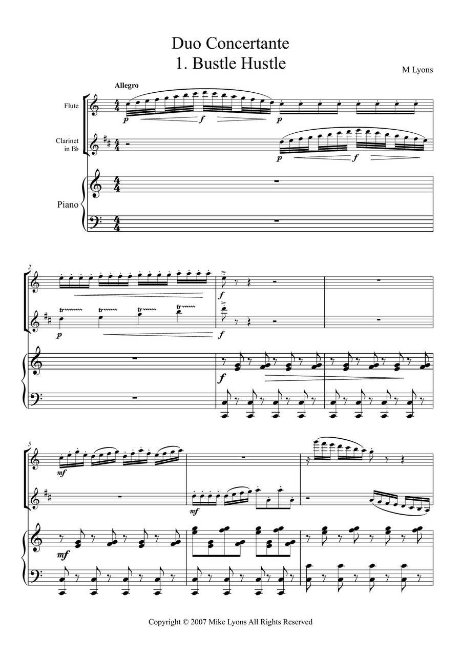 Duo Concertante (Fl. Cl.and Piano) Woodwind Duet scores gallery preview page 3