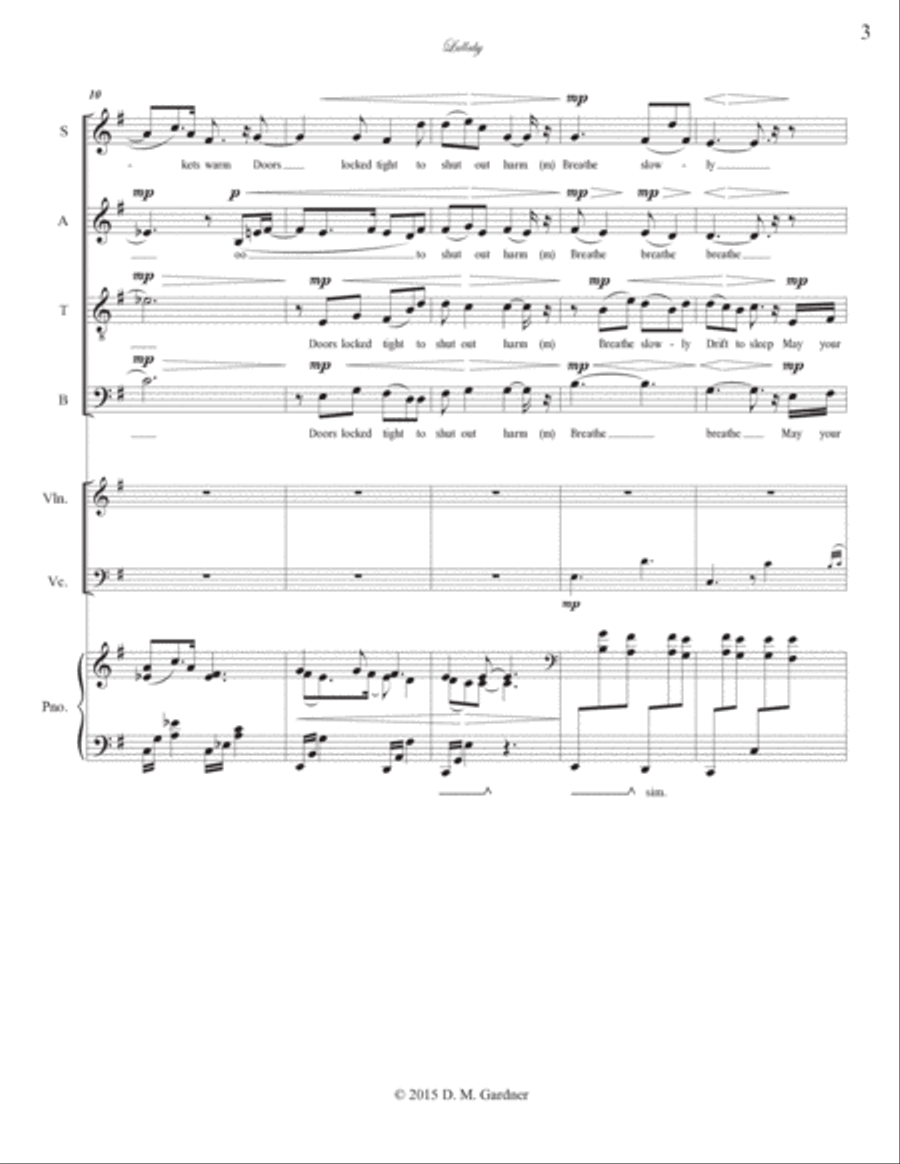 Lullaby (SATB, Piano, Violin and Cello) image number null