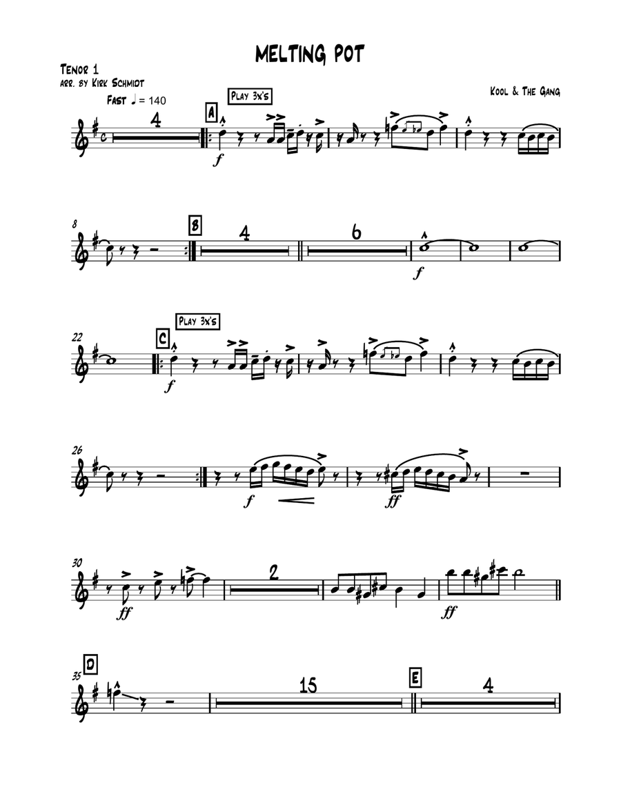 Melting Pot (Kool and the Gang) Jazz Ensemble scores gallery preview page 5