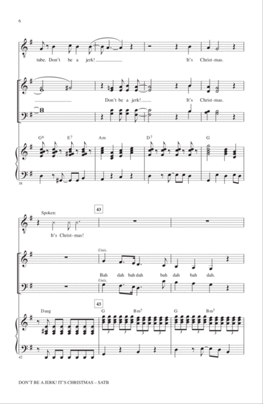 Don't Be A Jerk It's Christmas 4-Part scores gallery preview page 5