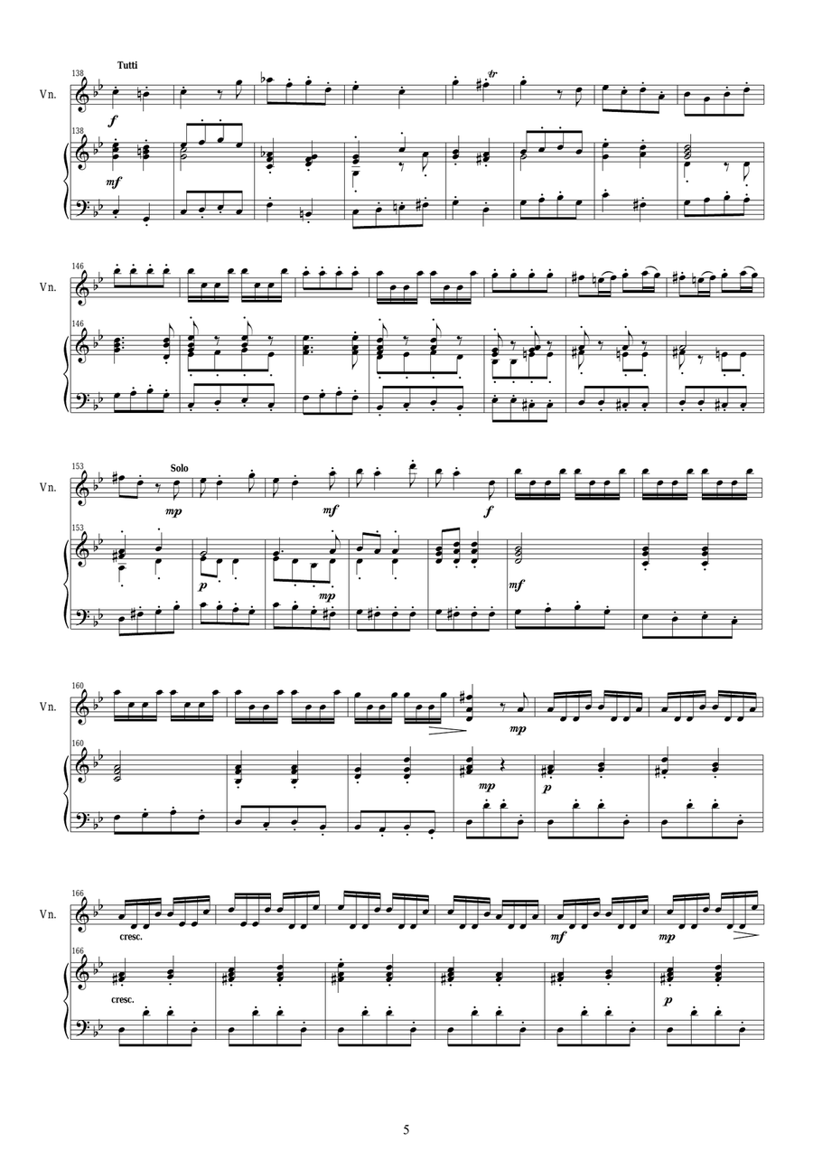 Vivaldi - Violin Concerto in G minor RV 318 Op.6 No.3 for Violin and Piano Violin Solo scores gallery preview page 5