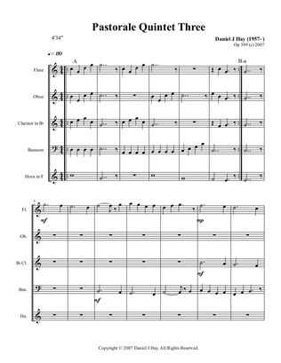 Pastorale Quintet Three (Opus 399) - Score Only