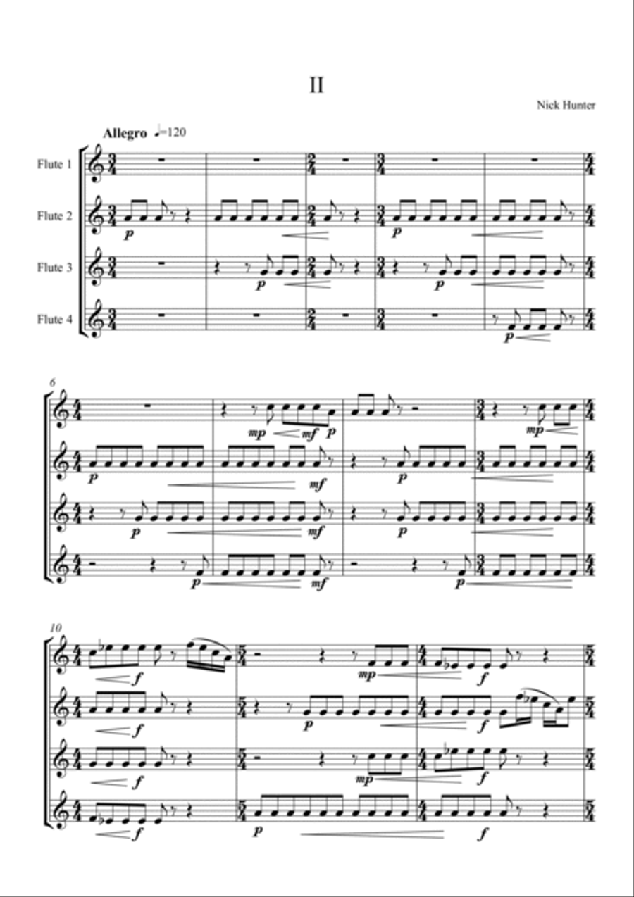 'Voices' for four flutes 'Voices' for four flutes Flute Quartet scores gallery preview page 6