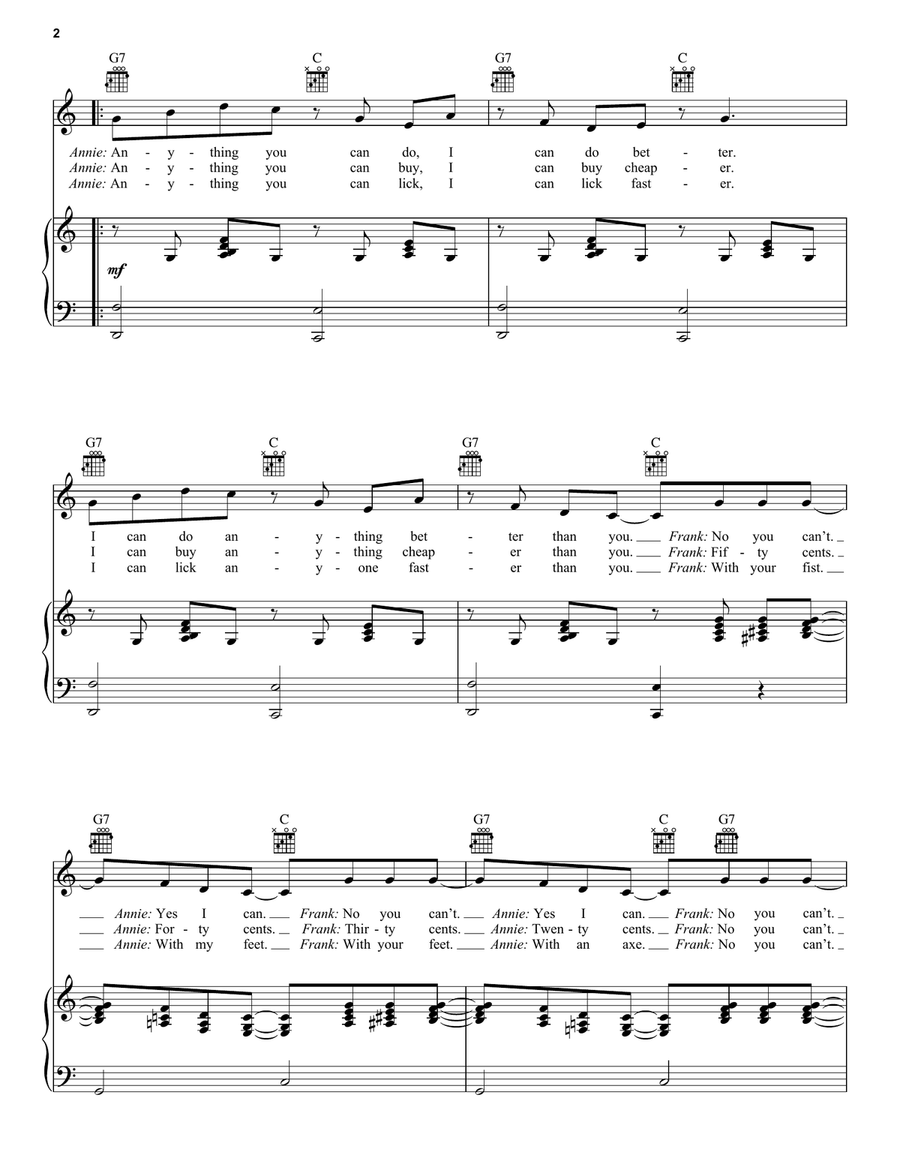 Anything You Can Do Piano, Vocal, Guitar scores gallery preview page 2