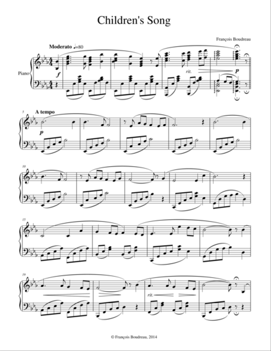 Children's Song Piano Solo scores gallery preview page 1