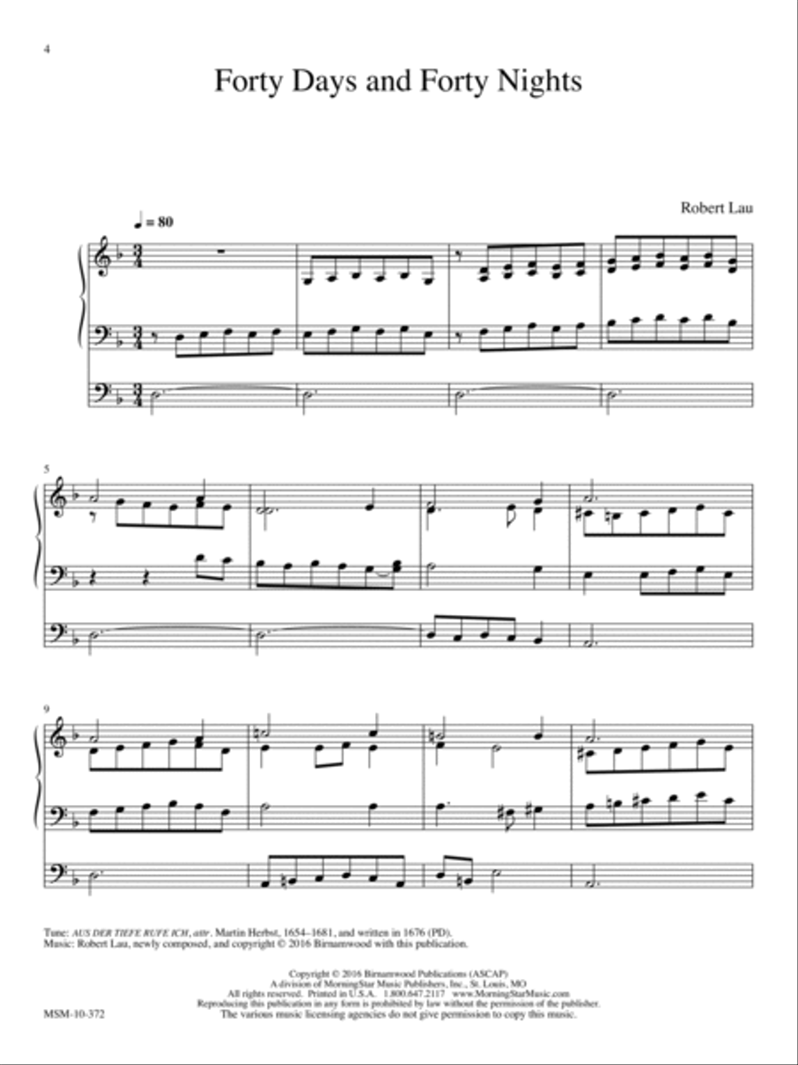 Forty Days and Forty Nights Organ scores gallery preview page 1