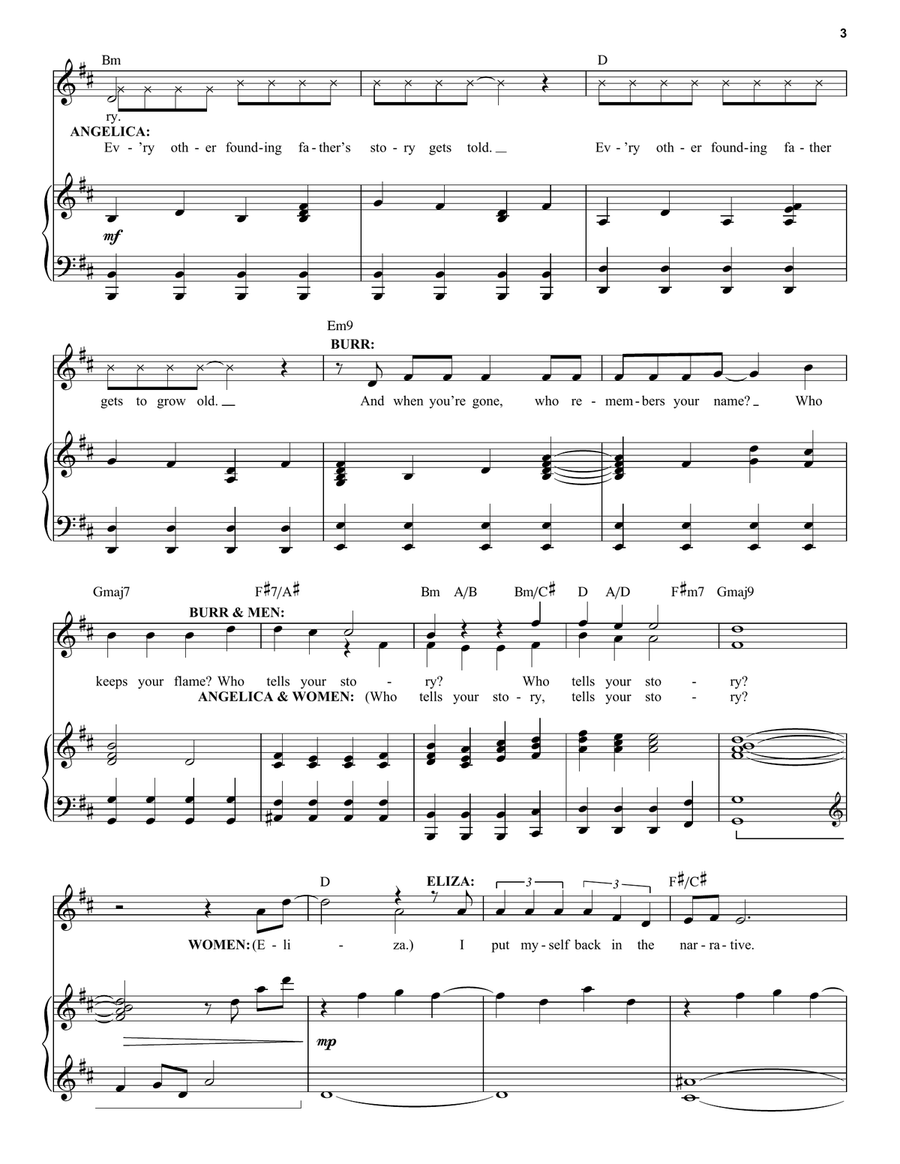 Who Lives, Who Dies, Who Tells Your Story (from Hamilton) Voice scores gallery preview page 3