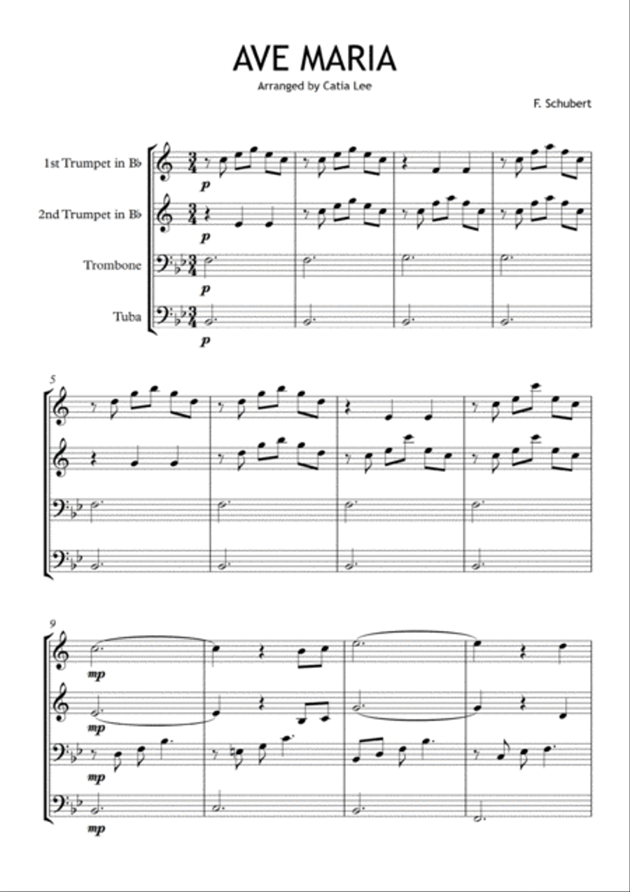 Ave Maria - Schubert - Brass Quartet Brass Quartet scores gallery preview page 2