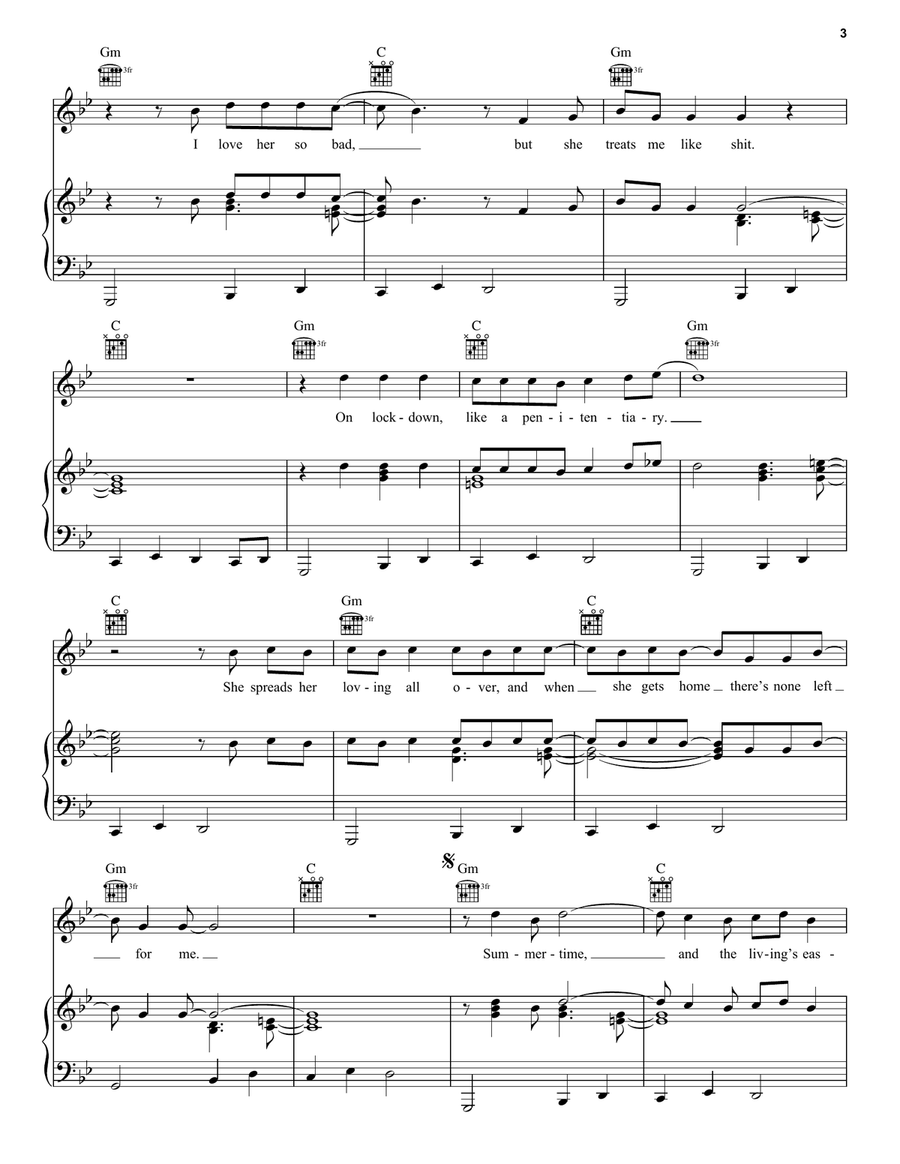 Doin' Time Piano, Vocal, Guitar scores gallery preview page 3