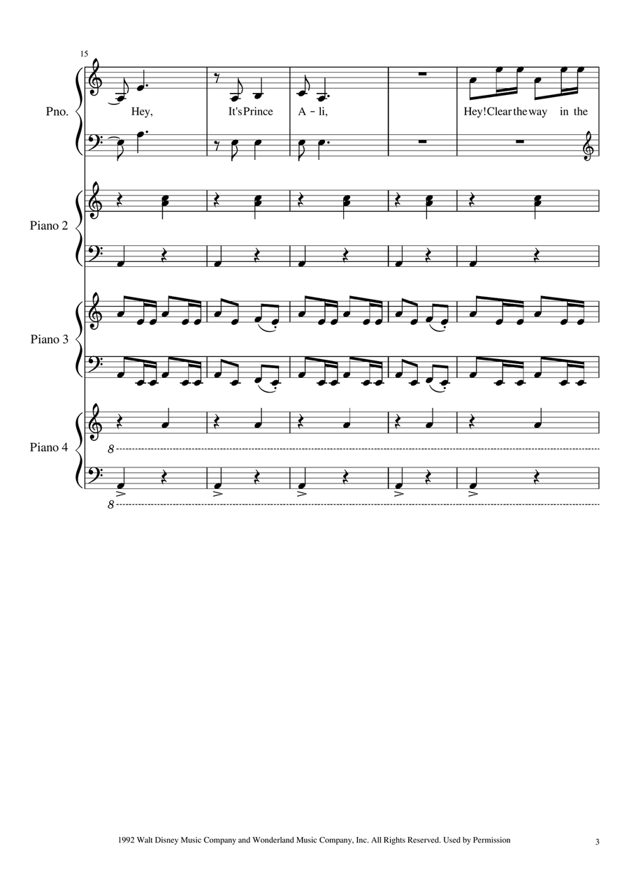 Prince Ali Piano Solo scores gallery preview page 3