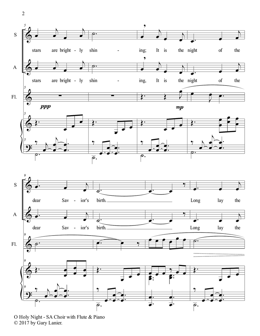 O HOLY NIGHT (SA Choir with Flute & Piano - Score & Parts included) O HOLY NIGHT (SA Choir with Flute & Piano - Score & Parts included) SA scores gallery preview page 3