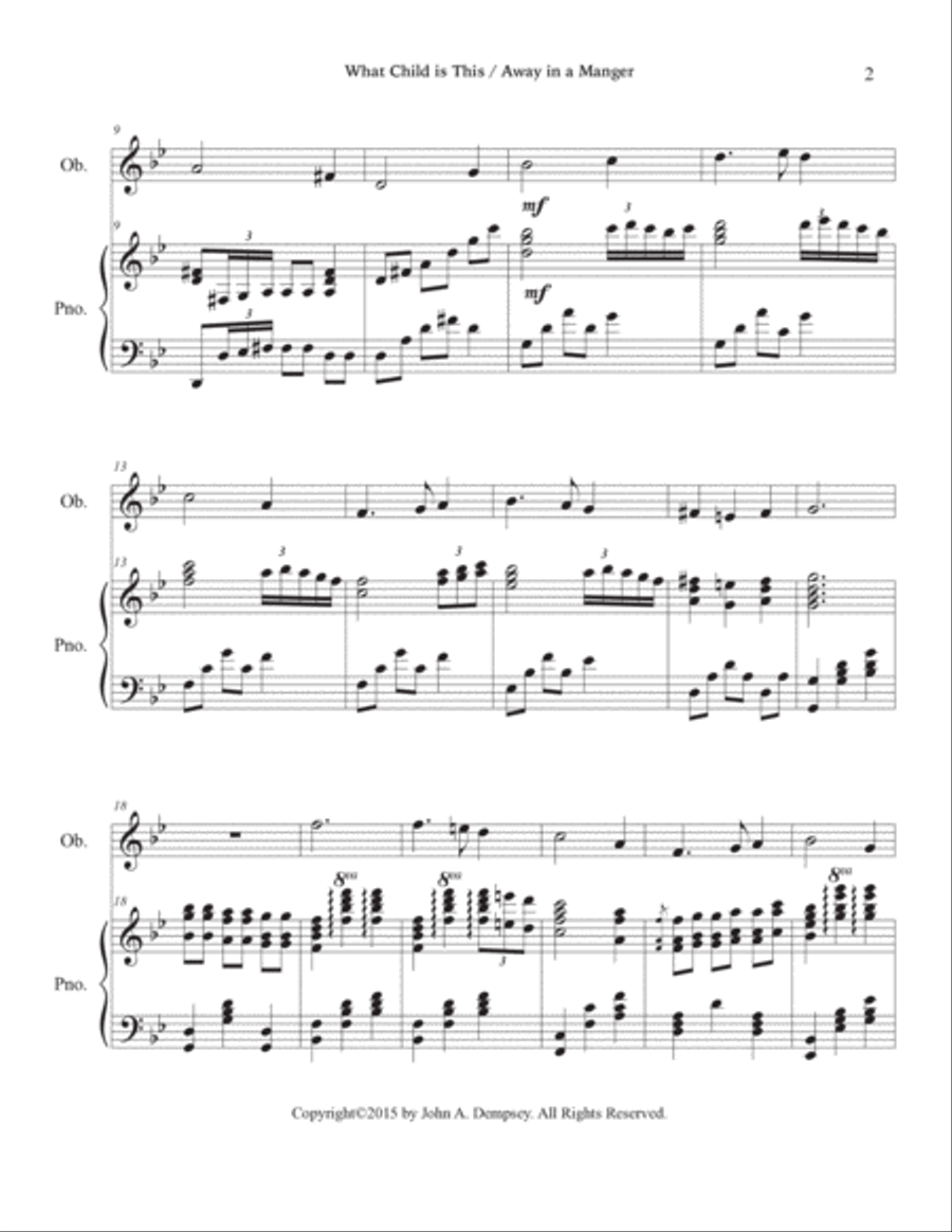 Christmas Medley (What Child is This / Away in a Manger): Oboe and Piano Piano scores gallery preview page 6