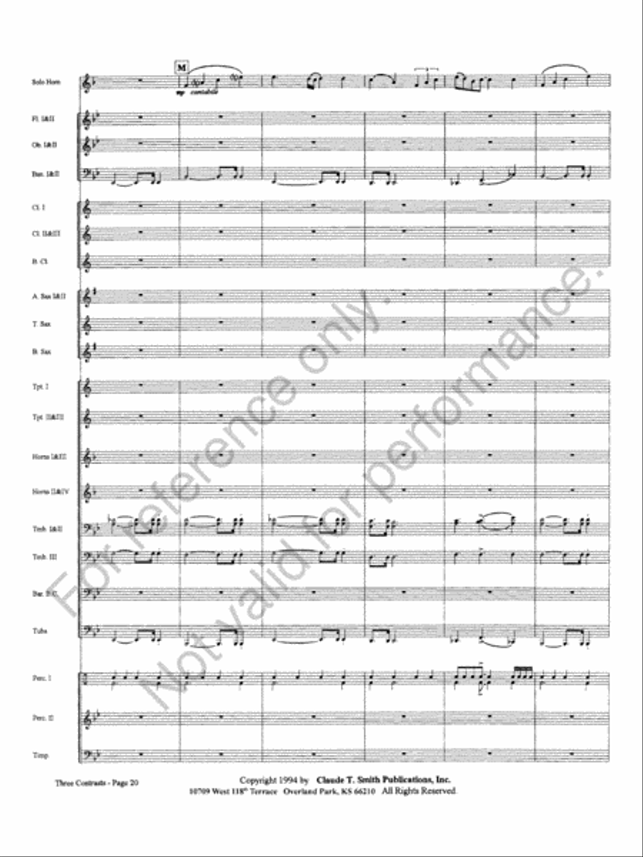 Three Contrasts for Two Horns And Wind Ensemble Concert Band scores gallery preview page 24