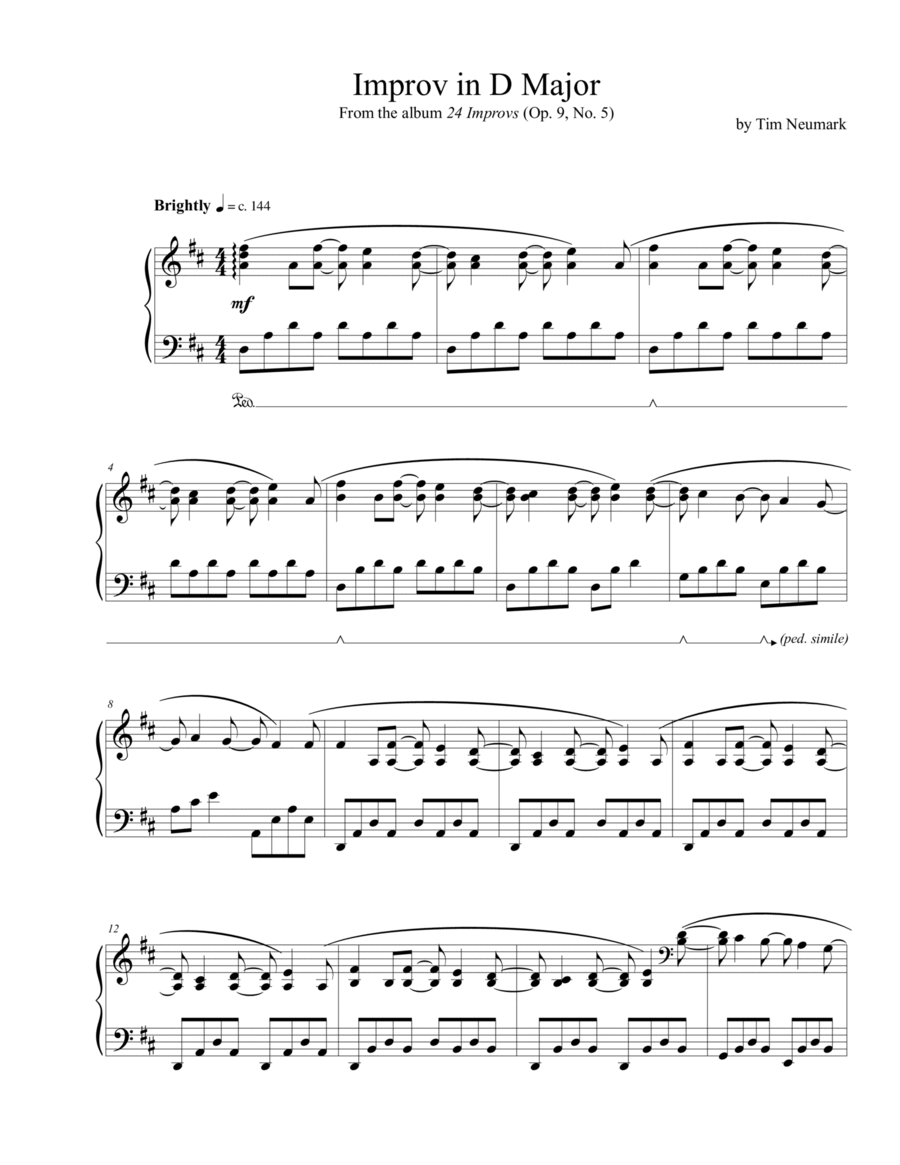 Improv in D Major Piano Solo scores gallery preview page 1