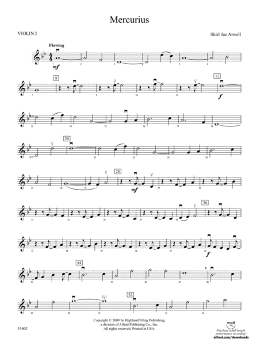 Mercurius: 1st Violin Mercurius: 1st Violin String Orchestra scores gallery preview page 1