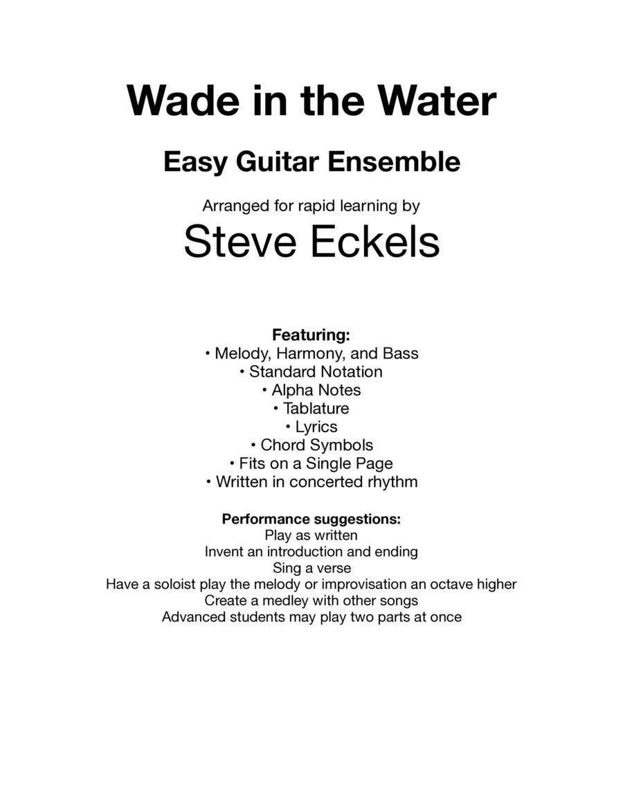 Wade in the Water for Easy Guitar Ensemble image number null