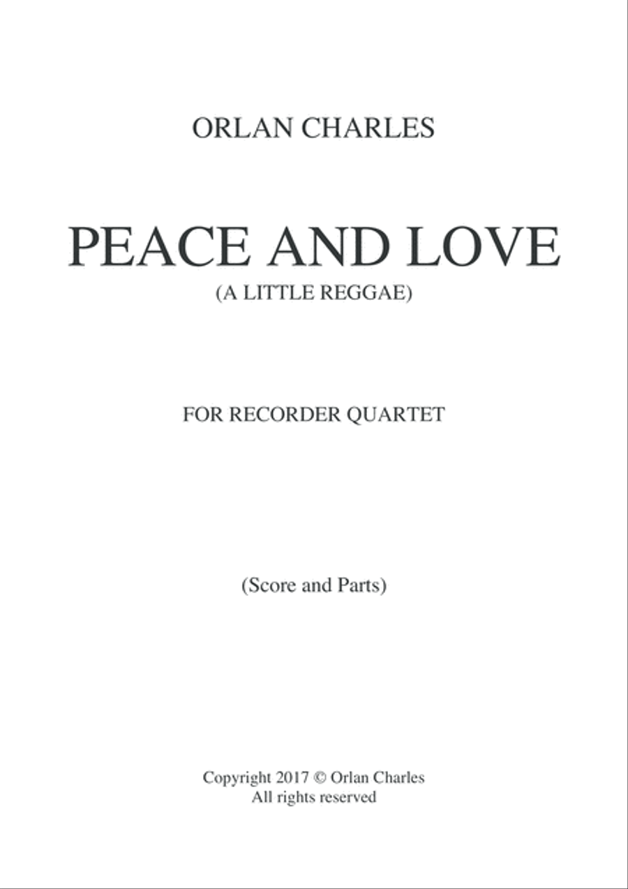Peace and Love (a little reggae for recorder quartet) Woodwind Quartet scores gallery preview page 2