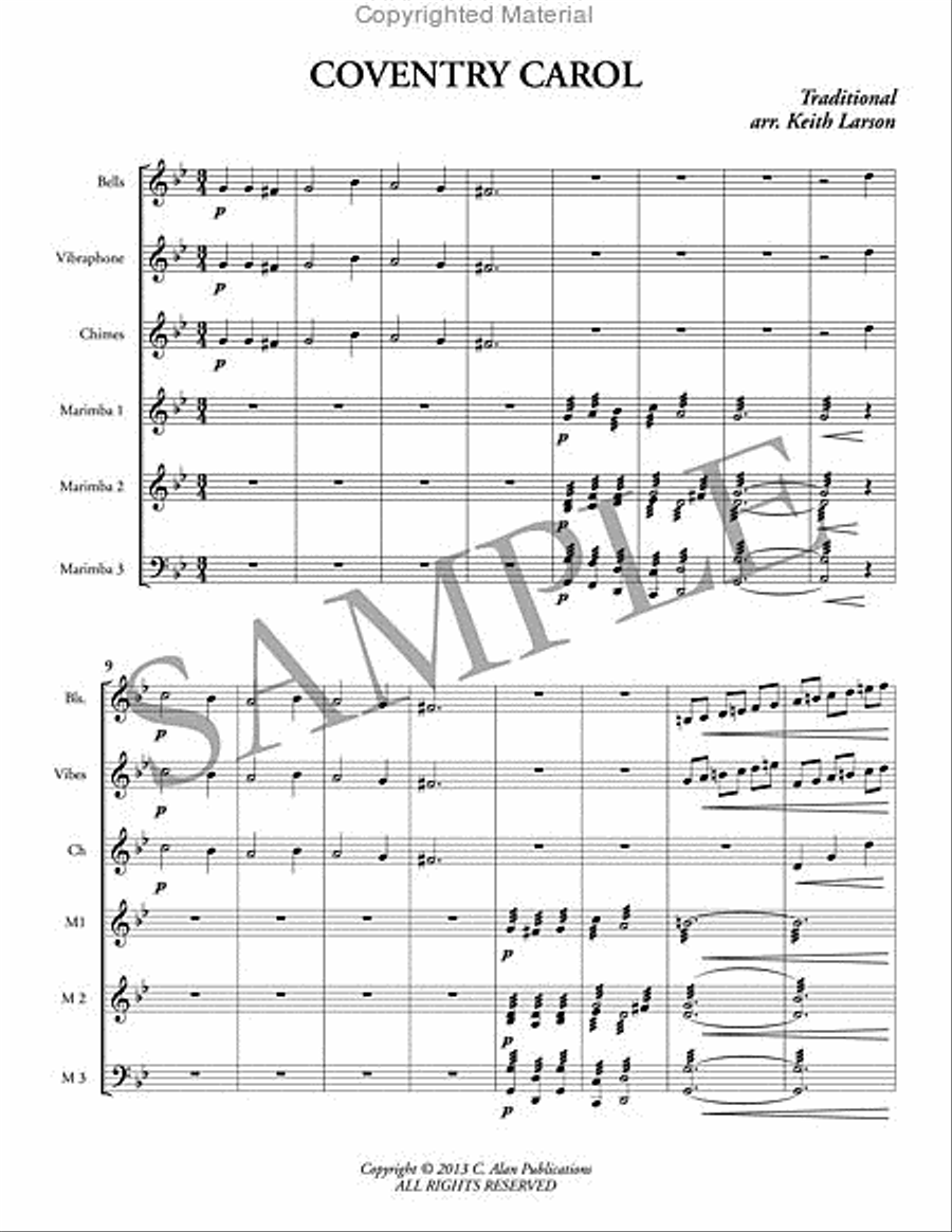 Coventry Carol Percussion Ensemble scores gallery preview page 2