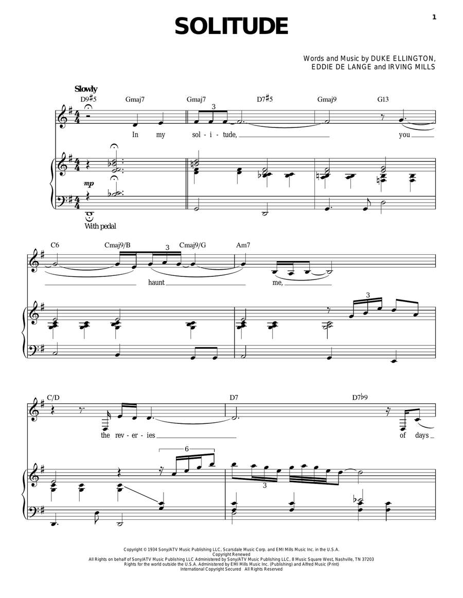Solitude Piano, Vocal scores gallery preview page 1