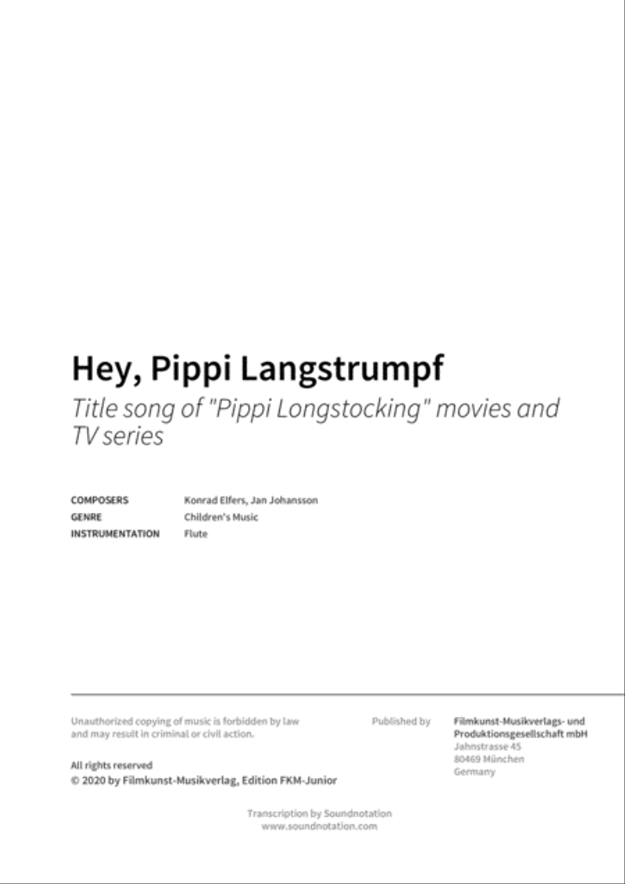 Hey, Pippi Langstrumpf Woodwind Duet scores gallery preview page 2
