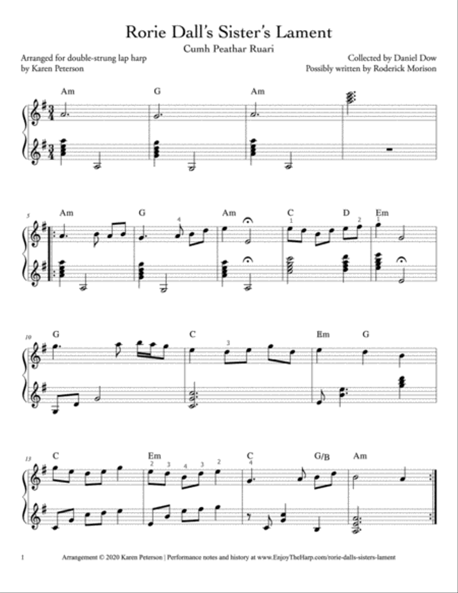 Lap top harp notes
