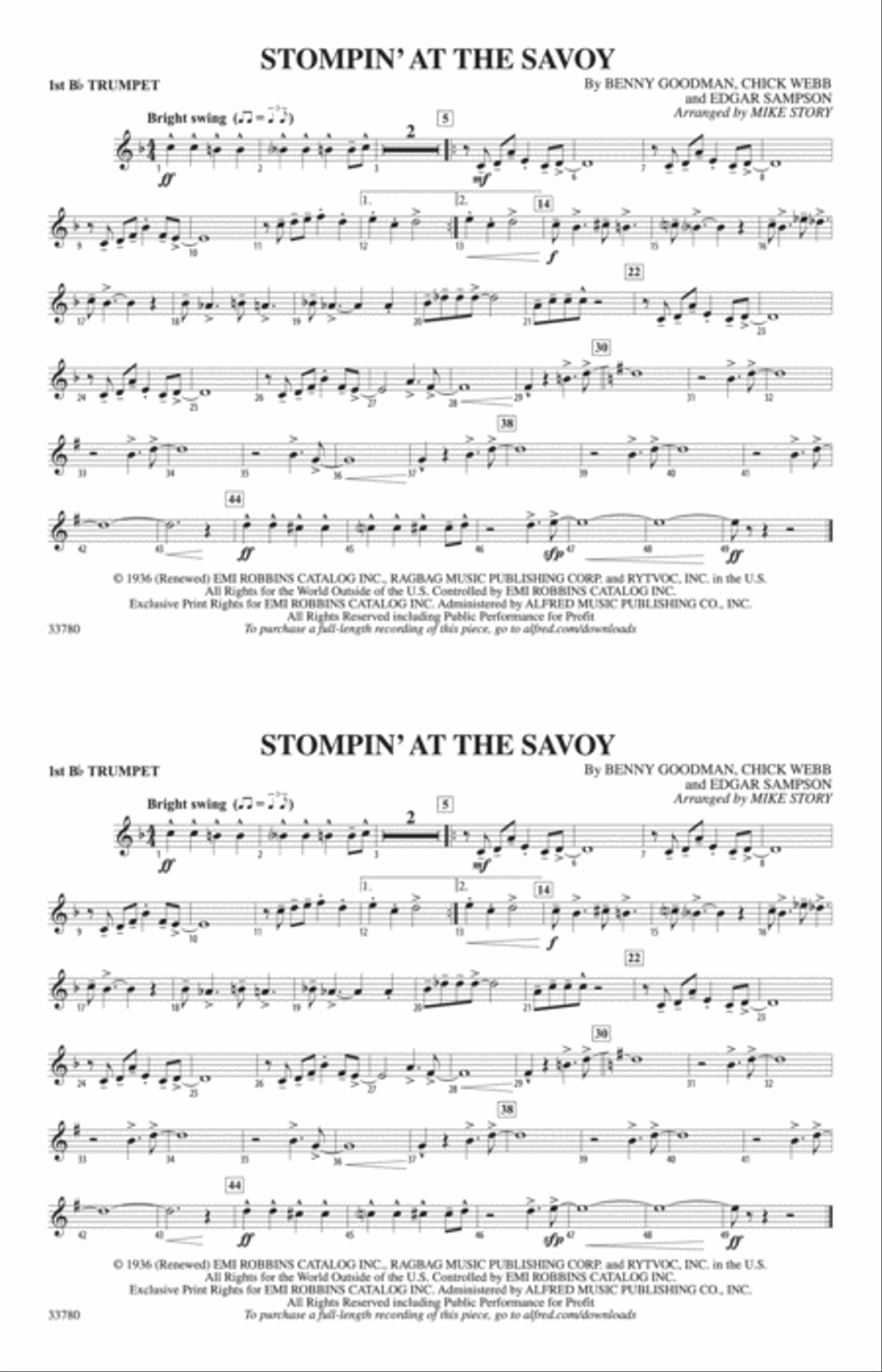 Stompin' at the Savoy: 1st B-flat Trumpet Marching Band scores gallery preview page 1