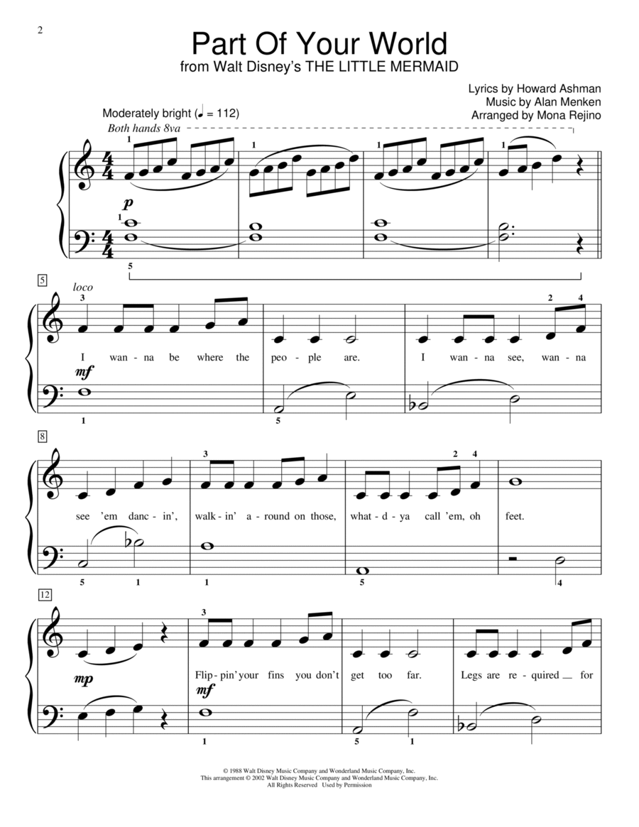 Part Of Your World (from The Little Mermaid) (arr. Mona Rejino) Piano Method scores gallery preview page 1
