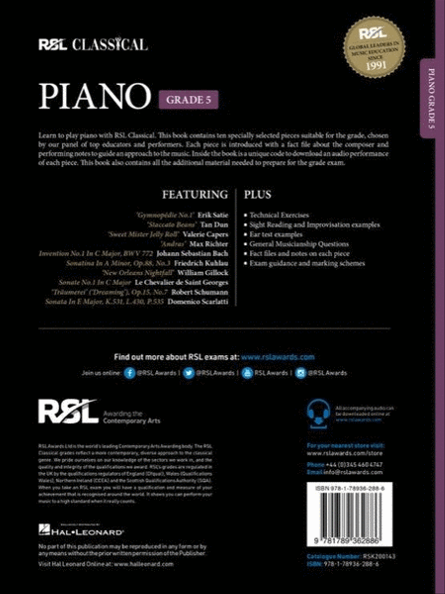 RSL Classical Piano Grade 5 (2021) Piano Solo scores gallery preview page 2