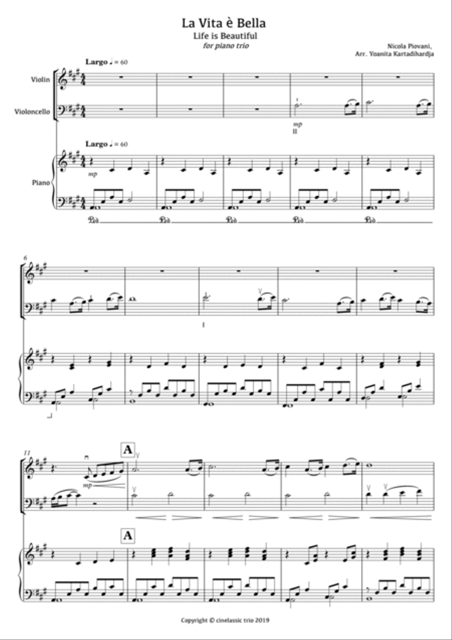 Life Is Beautiful (la Vita E Bella) Piano Trio scores gallery preview page 2