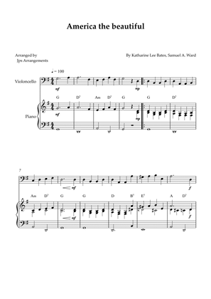 America The Beautiful - Cello Solo and piano (+ CHORDS)
