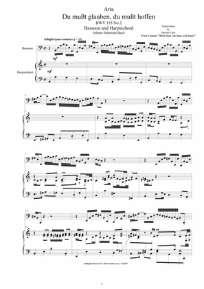 Bach - Aria (Du mußt glauben, du mußt hoffen) BWV 155 No.2 - Bassoon and Harpsichord