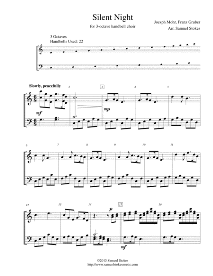 Silent Night - for 3-octave handbell choir 3-Octaves scores gallery preview page 1