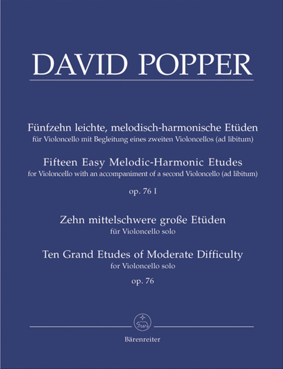 Funfzehn leichte, melodisch-harmonische Etuden fur Violoncello mit Begleitung eines zweiten Violoncellos (ad libitum) I - Zehn mittelschwere grosse Etuden fur Violoncello solo, Op. 76 Cello Solo scores gallery preview page 1